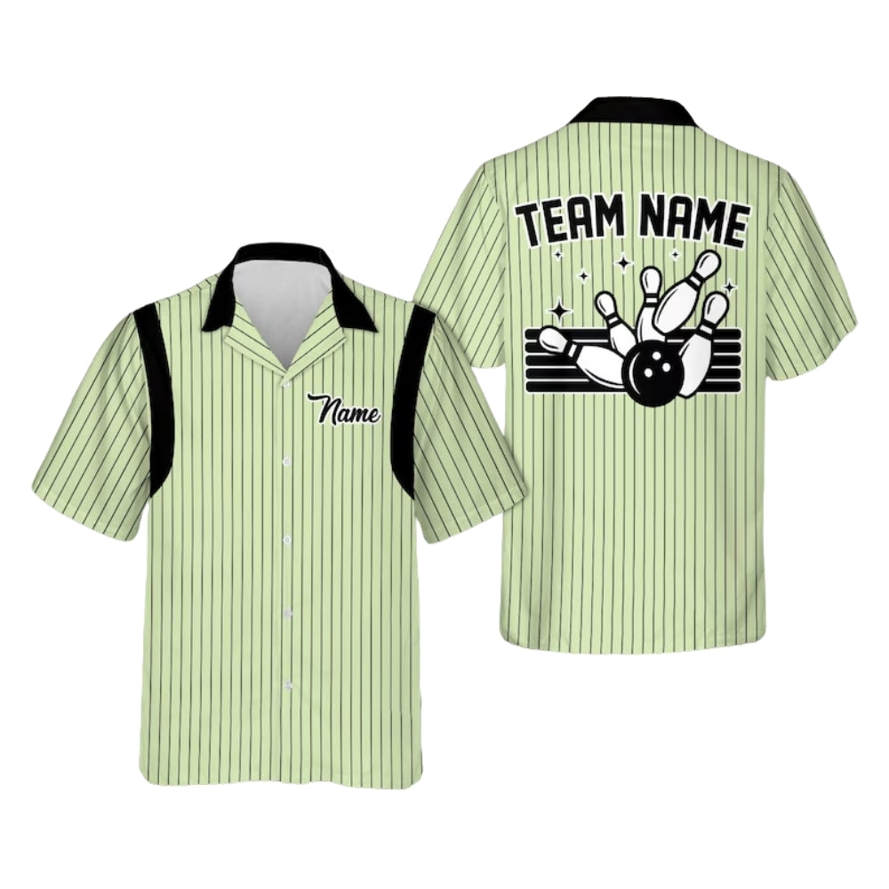 Custom Retro Pastel Stripe Bowling Hawaiian Shirt Mens, Custom Team Retro Bowling Shirts BE0125