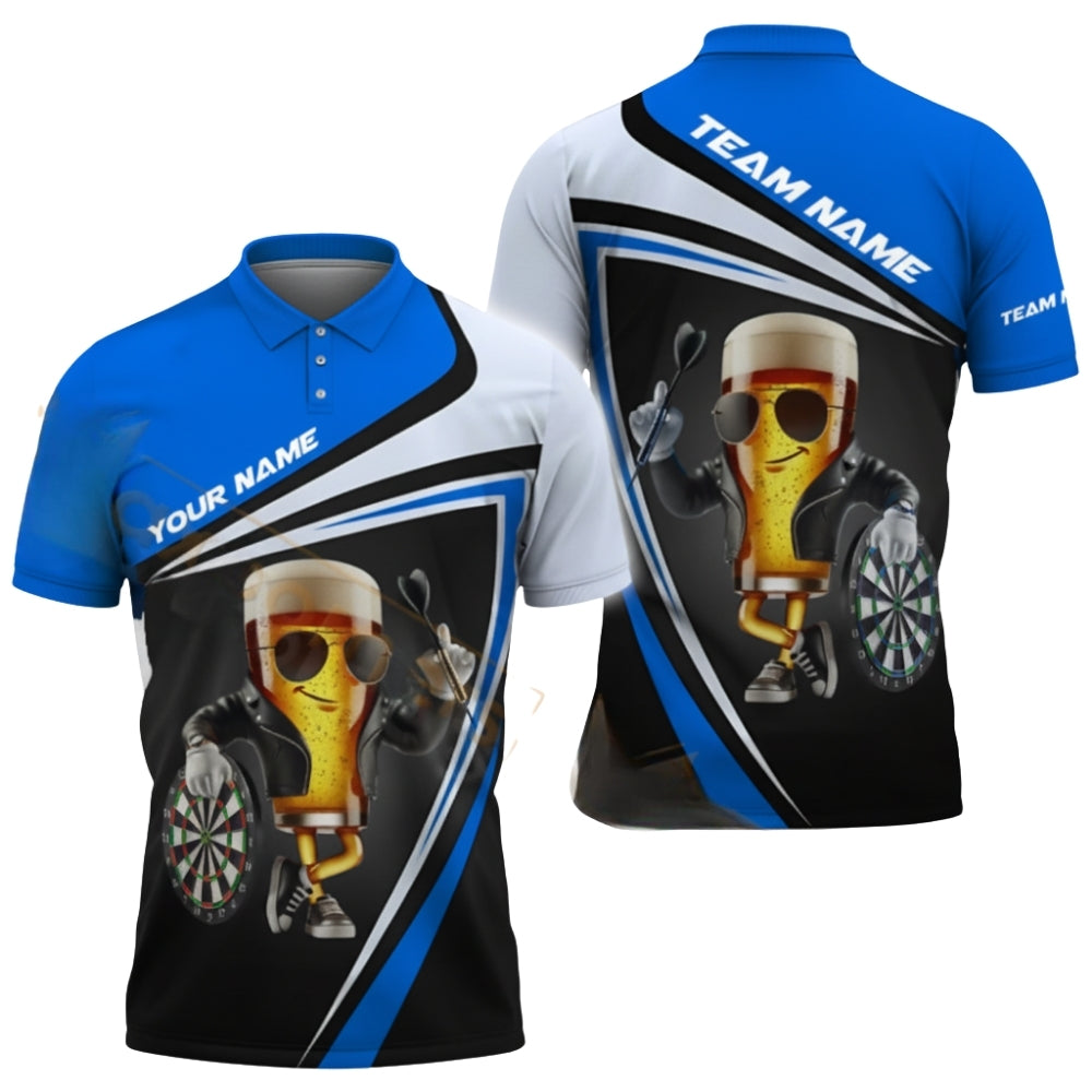 Custom Funny Beer Darts Polo Shirt For Men, Custom Beer Dart Team Shirts DZ0072