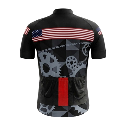 American Flag Gear Cycling Short Sleeve Jersey For Men, Patriotic Cycling Jersey CG0873