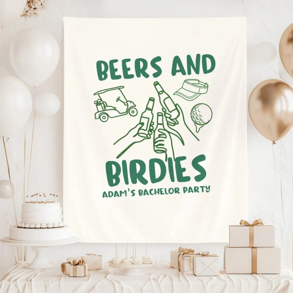 Beers and Birdies Custom Golf Bachelor Banner, Custom Golfing Lover Bachelor Party Banner WD0523