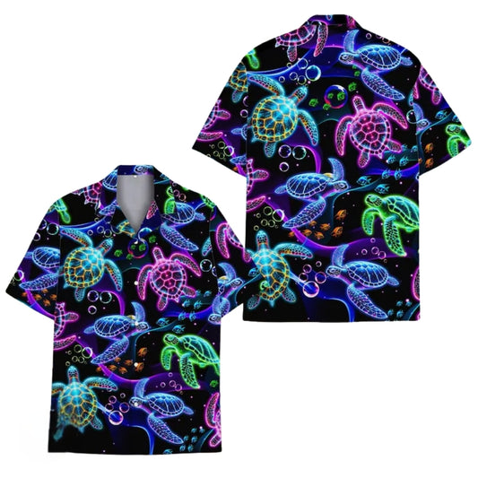 Neon Turtle Hawaiian Shirt For Men And Women, Sea Turtle Lovers Hawaiian Shirts HE0034