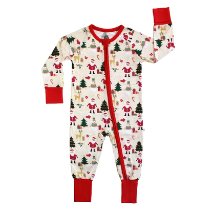 Santa Christmas Baby Convertible Zippy Romper, Xmas Convertible Romper For Baby BB0919