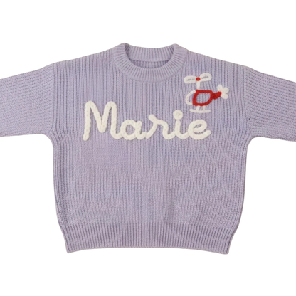 Custom Helicopter Baby Embroidered Knit Sweater, Custom Airplane Baby Sweatshirt With Name BB0802