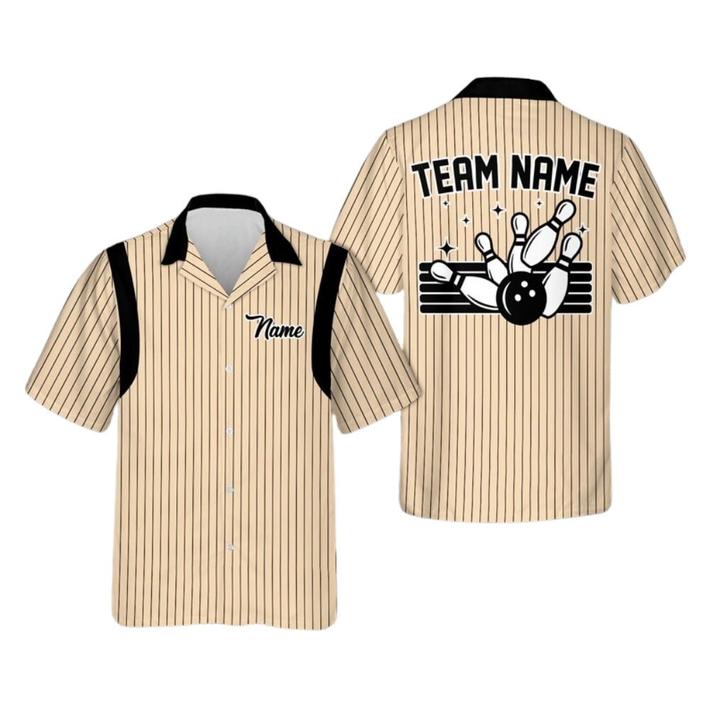 Custom Retro Pastel Stripe Bowling Hawaiian Shirt Mens, Custom Team Retro Bowling Shirts BE0125