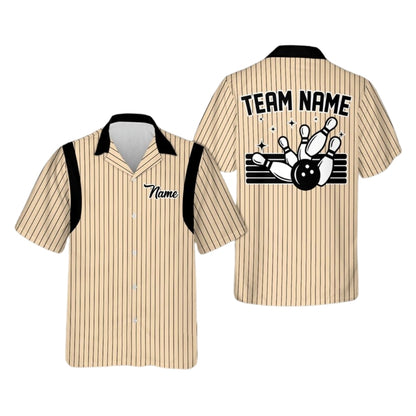 Custom Retro Pastel Stripe Bowling Hawaiian Shirt Mens, Custom Team Retro Bowling Shirts BE0125