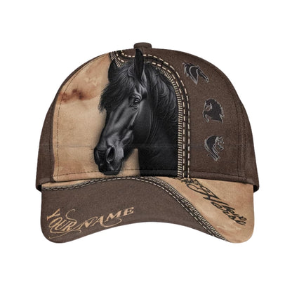 Custom Black Horse Baseball Cap, Custom Horse Hats Caps CP0093