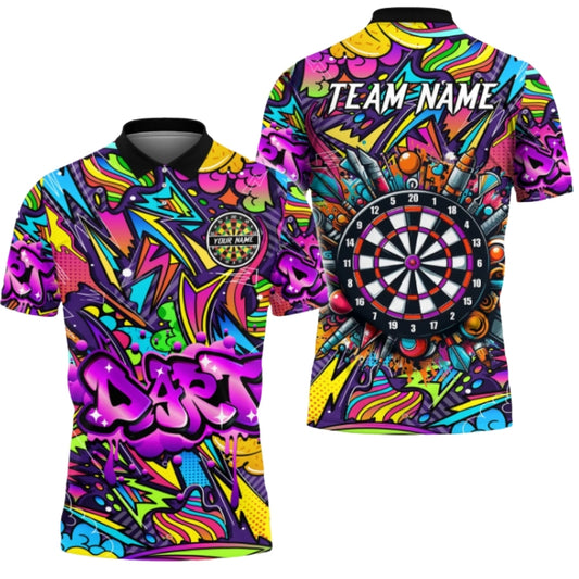 Custom Graffiti Darts Men's Polo Shirt, Custom Graffiti Dart Team Shirts DZ0073