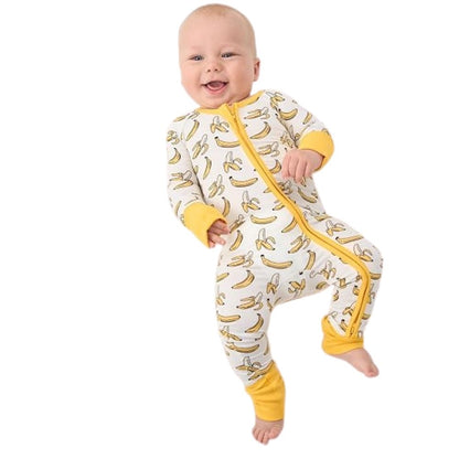Banana Baby Convertible Zippy Romper Yellow White, Banana Fruits Baby Romper Convertible BB0397