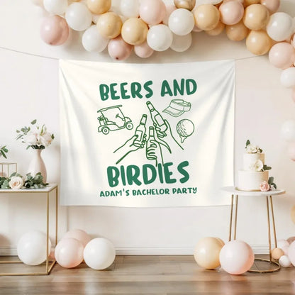 Beers and Birdies Custom Golf Bachelor Banner, Custom Golfing Lover Bachelor Party Banner WD0523