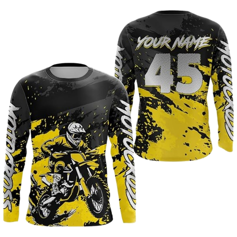 Custom Motocross Long Sleeve Jersey For Men Black Red, Custom Racing Motocross Jerseys MZ0071