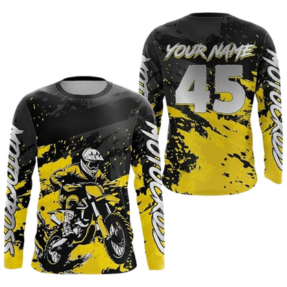Custom Motocross Long Sleeve Jersey For Men Black Red, Custom Racing Motocross Jerseys MZ0071