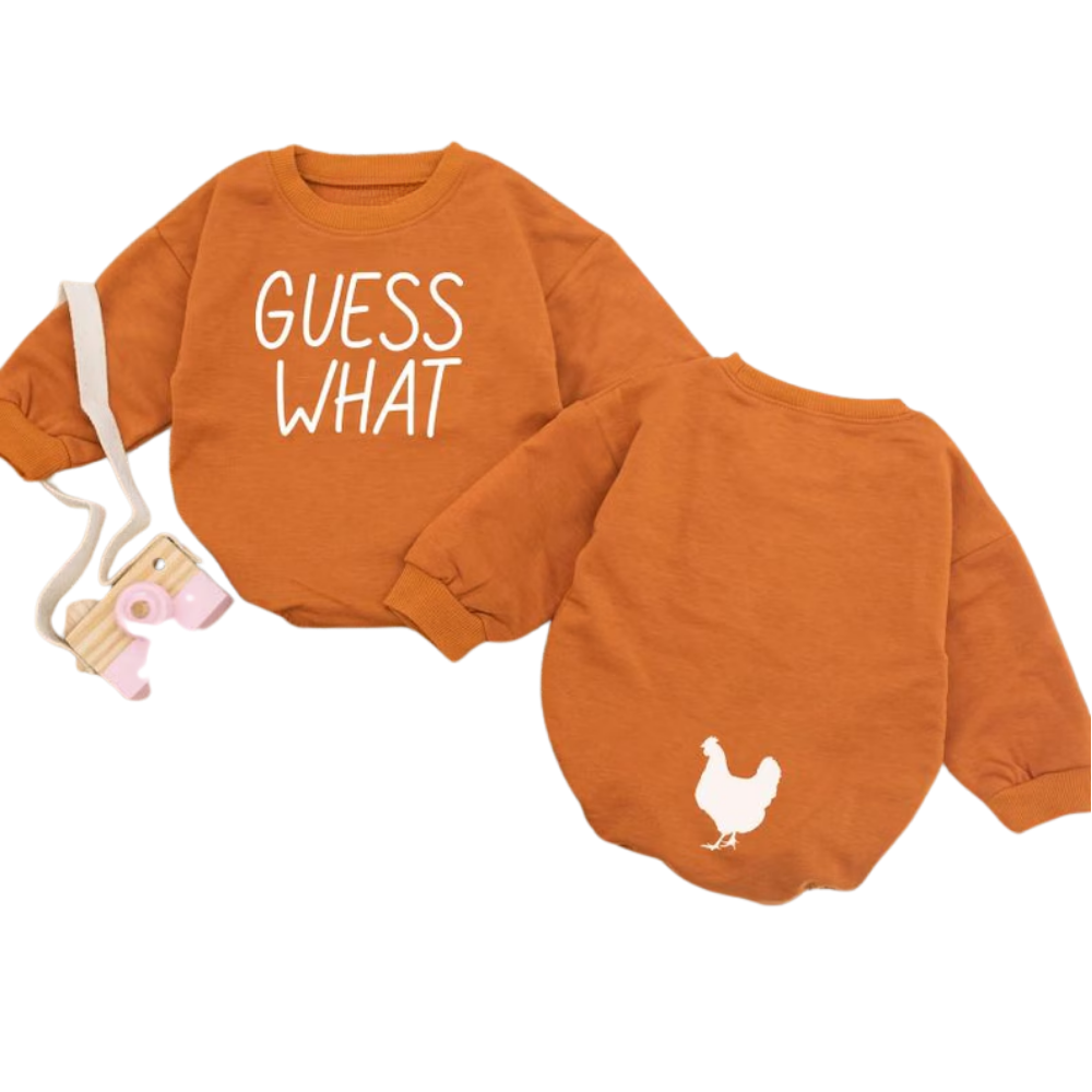 Guess What Chicken Butt Baby Romper Sweatshirt, Funny Baby Romper Sweater BB0236
