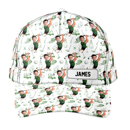Custom Funny Face Golf Baseball Cap With Name, Custom Photo Golf Cap For Golfers CP0475