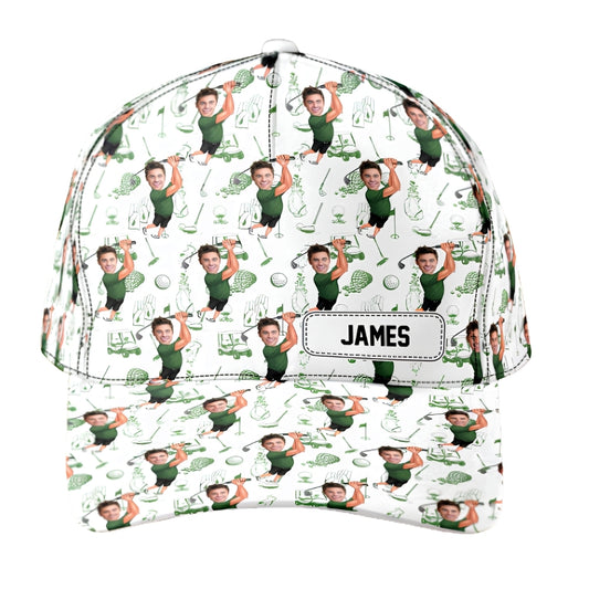 Custom Funny Face Golf Baseball Cap With Name, Custom Photo Golf Cap For Golfers CP0475