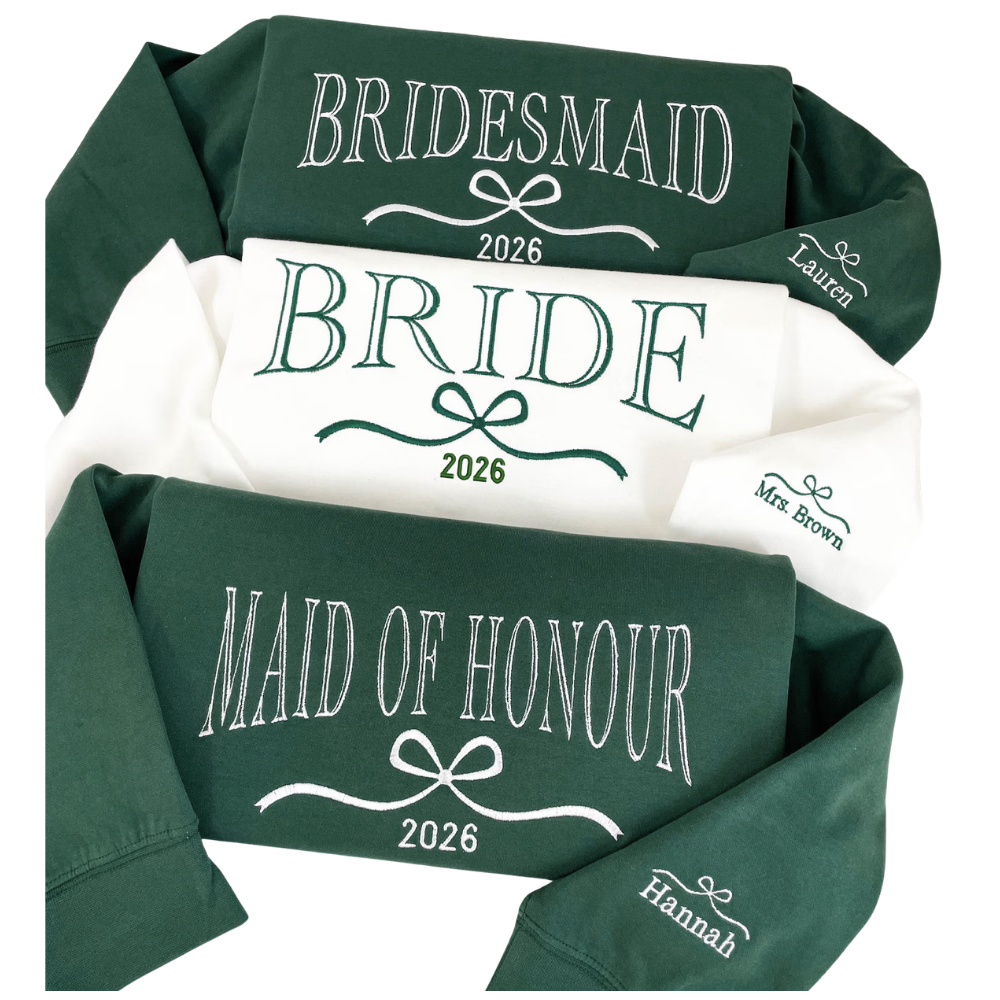Custom Maid Of Honor Bride Bridesmaid Sweatshirt Matching, Custom Bridal Shower Favors Sweatshirts ET1504