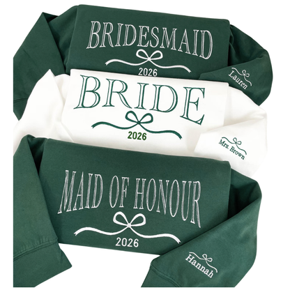 Custom Maid Of Honor Bride Bridesmaid Sweatshirt Matching, Custom Bridal Shower Favors Sweatshirts ET1504