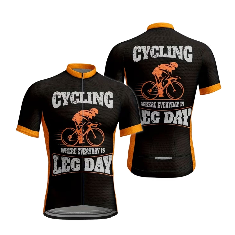 Cycling Where Everyday Is Leg Day Men's Short Sleeve Cycling Jersey, Funny Cycling Jersey For Mens CE0023