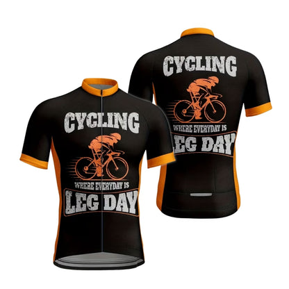 Cycling Where Everyday Is Leg Day Men's Short Sleeve Cycling Jersey, Funny Cycling Jersey For Mens CE0023