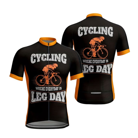 Cycling Where Everyday Is Leg Day Men's Short Sleeve Cycling Jersey, Funny Cycling Jersey For Mens CE0023