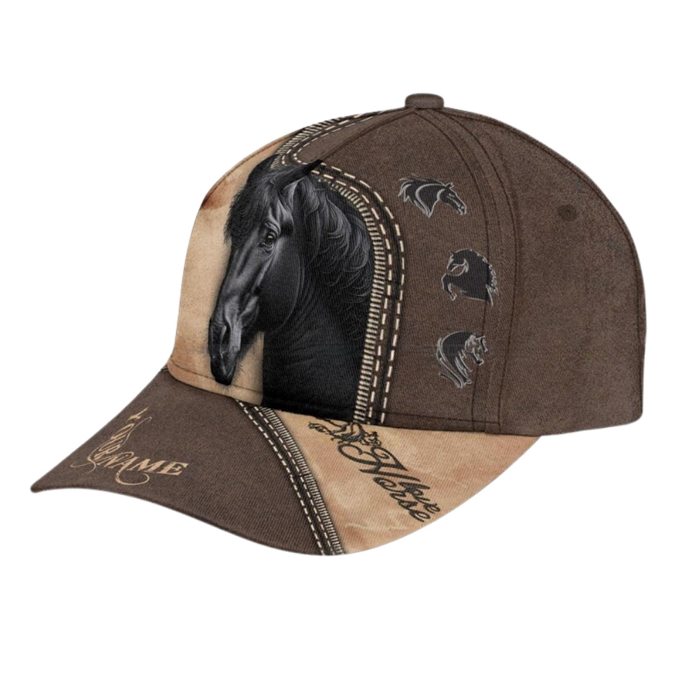 Custom Black Horse Baseball Cap, Custom Horse Hats Caps CP0093