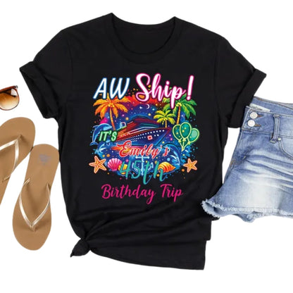 Custom Aw Ship Matching Birthday T Shirts For Family, Custom Matching Cruise Family Birthday Shirts ET0087