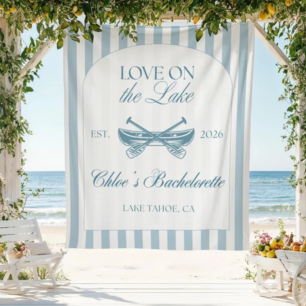 Love On The Lake Bachelorette Banner Personalized, Custom Lake Bachelorette Party Banner WD0524