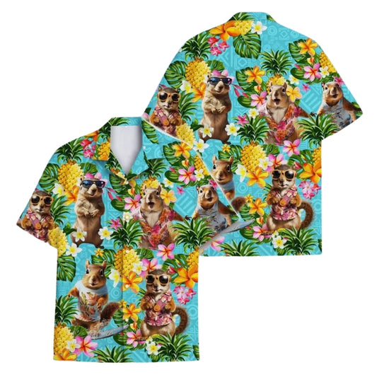 Squirrel Pineapple Hawaiian Shirt Men And Women, Tropical Squirrel Hawaiian Shirts HE0035