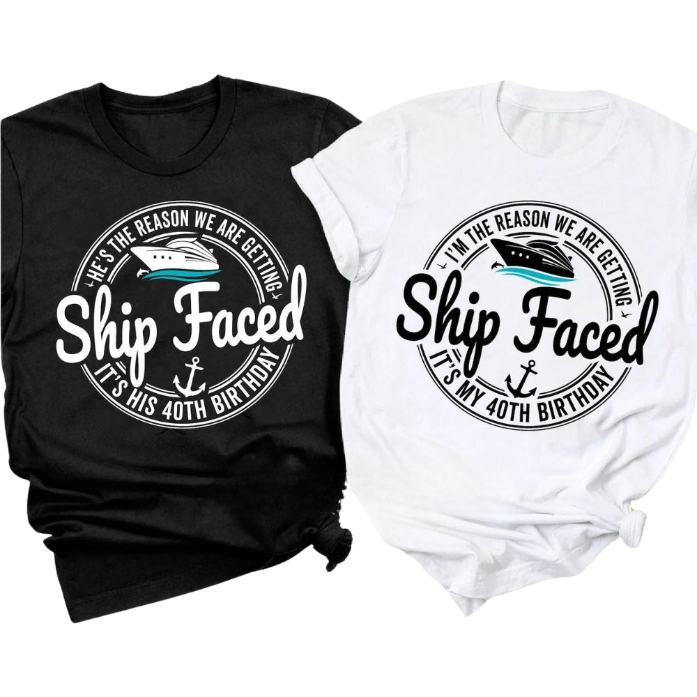 Ship Faced I'm The Reason We Are Getting It's My 50th Birthday Matching Family T Shirts, Funny 50th Birthday Cruise Matching Shirts For Family ET0384