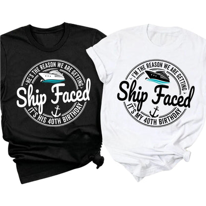 Ship Faced I'm The Reason We Are Getting It's My 50th Birthday Matching Family T Shirts, Funny 50th Birthday Cruise Matching Shirts For Family ET0384