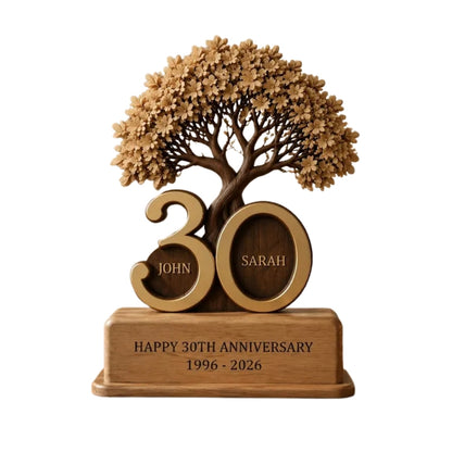 30th Wedding Anniversary Custom Tree Wooden Block With Couple Name, Custom Pearl Wedding Anniversary Plaque Wooden WD0790