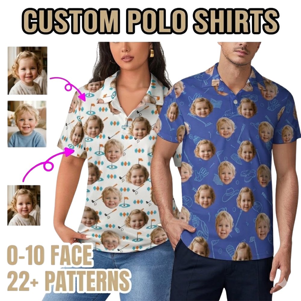 Custom Kid Photo Dad Golf Polo Shirt, Custom Father's Day Golf Shirt For Dad With Photo GE0521