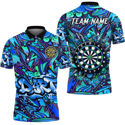 Custom Graffiti Darts Men's Polo Shirt, Custom Graffiti Dart Team Shirts DZ0073