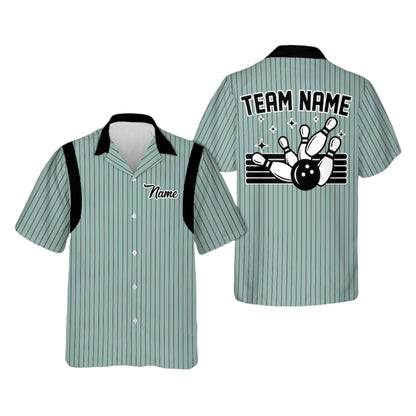 Custom Retro Pastel Stripe Bowling Hawaiian Shirt Mens, Custom Team Retro Bowling Shirts BE0125