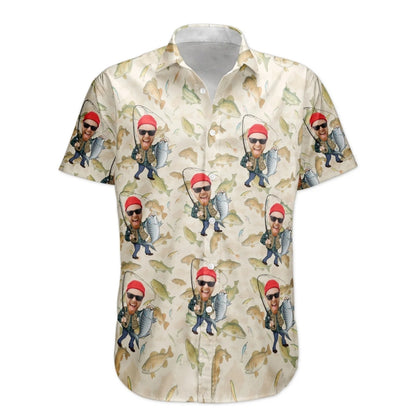 Custom Face Fishing Hawaiian Shirt For Men, Custom Fishing Lover Hawaiian Shirt With Photo HE0592
