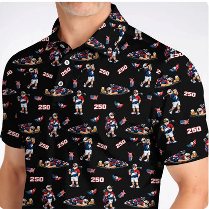 Funny Man 250th Anniversary Golf Polo Shirts For Men, 4th Of July Golf Shirts GZ0260