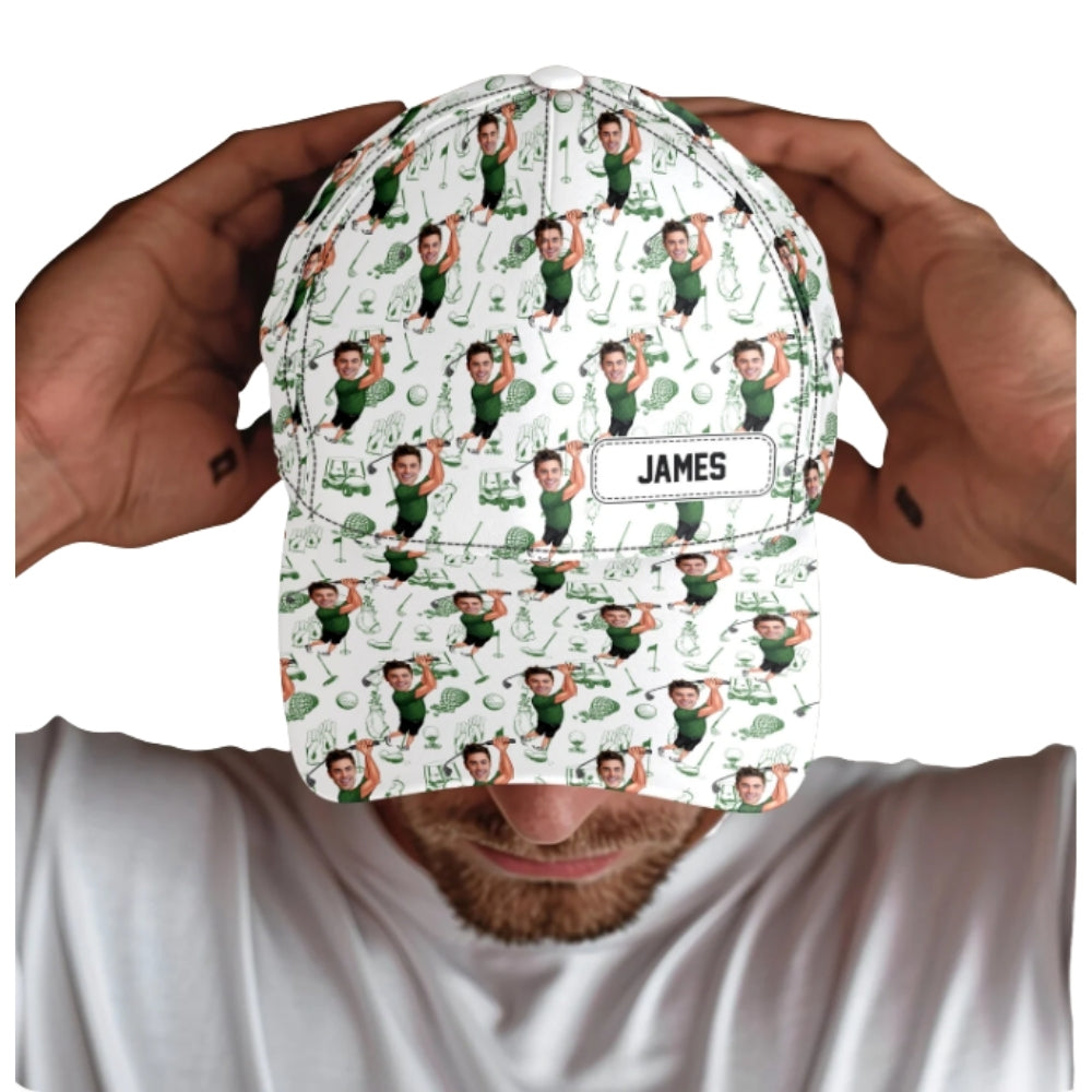 Custom Funny Face Golf Baseball Cap With Name, Custom Photo Golf Cap For Golfers CP0475