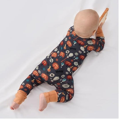 Pumpkin Ghost Baby Romper With Convertible Zippy, Halloween Convertible Romper For Baby BB0398