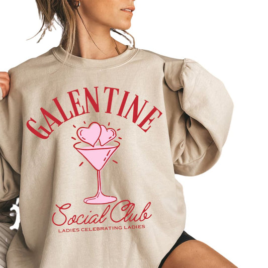 Galentine Social Club Ladies Celebrating Ladies Sweatshirt, Galentines Day Sweatshirt 2D0843