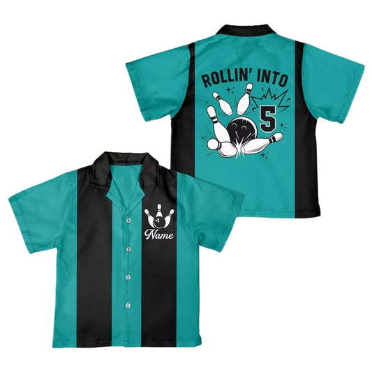 Rollin' Into Custom Retro Hawaiian Bowling Shirt for Men, Custom Retro Bowling Team Shirts BE0124