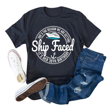 Ship Faced I'm The Reason We Are Getting It's My 50th Birthday Matching Family T Shirts, Funny 50th Birthday Cruise Matching Shirts For Family ET0384