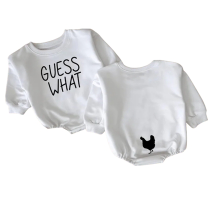 Guess What Chicken Butt Baby Romper Sweatshirt, Funny Baby Romper Sweater BB0236