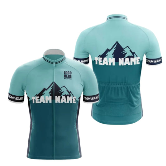 Men's Custom Teal Cycling Short Sleeve Jersey For Team, Custom Logo Cycling Jerseys CE0040