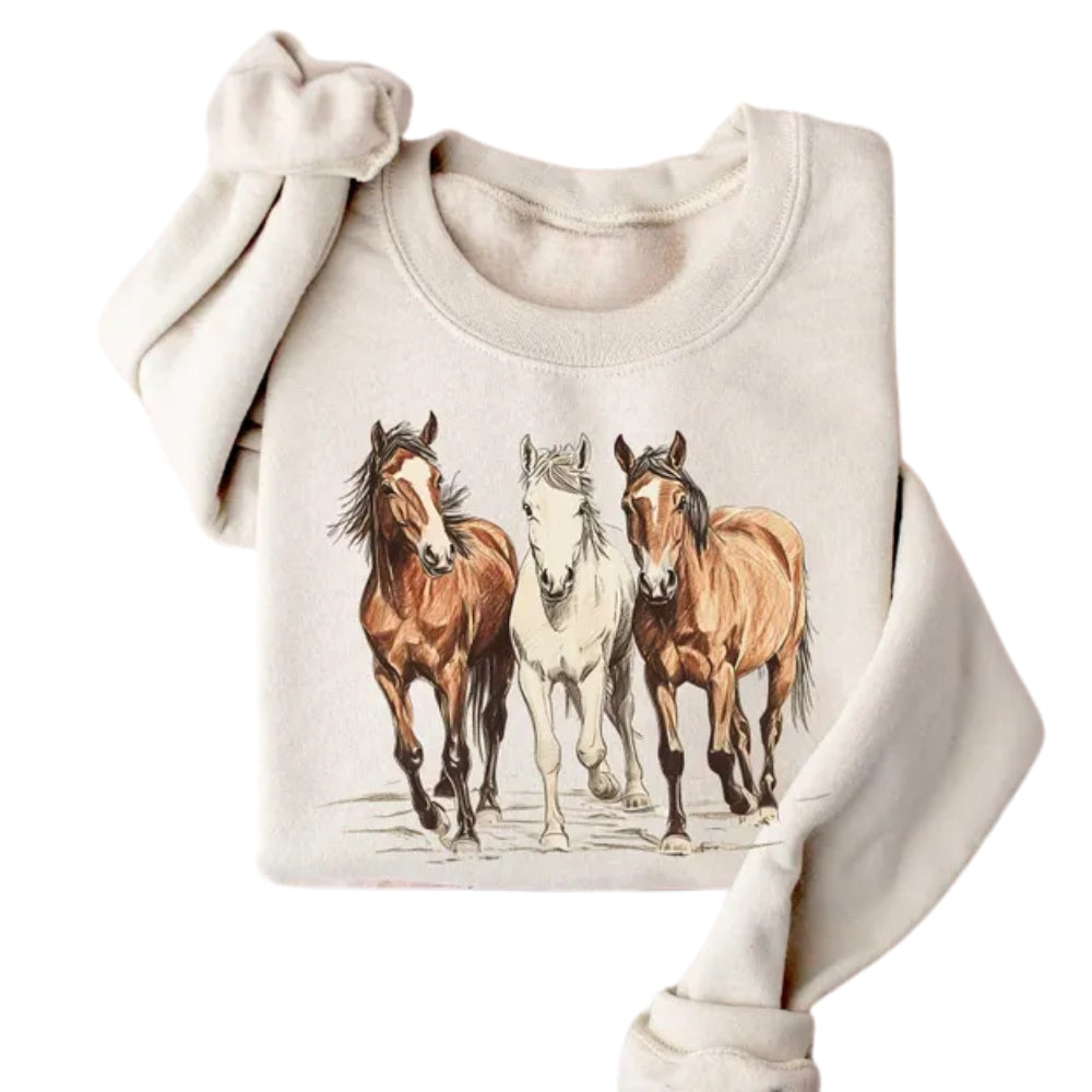 Western Horses Sweatshirt, Horse Lovers Sweatshirt 2D0687