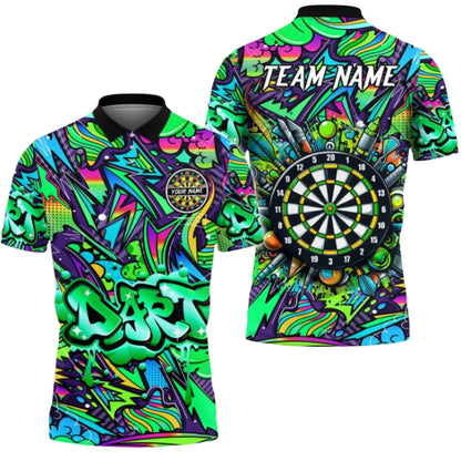 Custom Graffiti Darts Men's Polo Shirt, Custom Graffiti Dart Team Shirts DZ0073