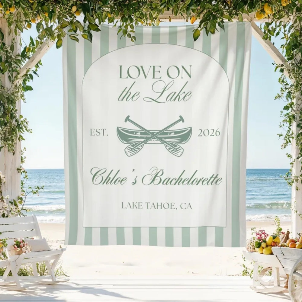 Love On The Lake Bachelorette Banner Personalized, Custom Lake Bachelorette Party Banner WD0524