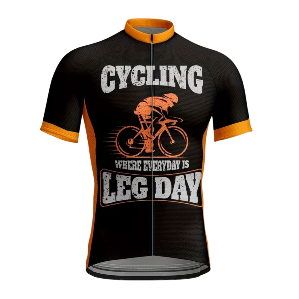 Cycling Where Everyday Is Leg Day Men's Short Sleeve Cycling Jersey, Funny Cycling Jersey For Mens CE0023