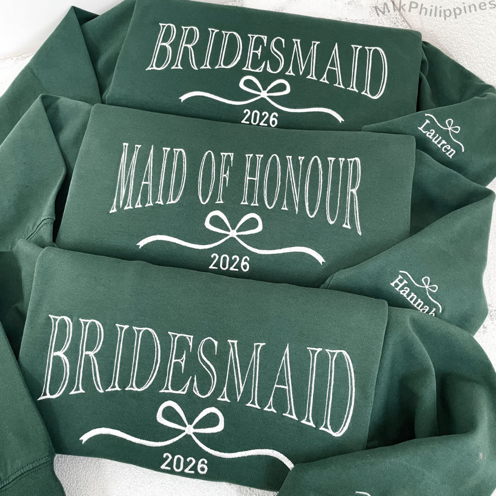 Custom Maid Of Honor Bride Bridesmaid Sweatshirt Matching, Custom Bridal Shower Favors Sweatshirts ET1504