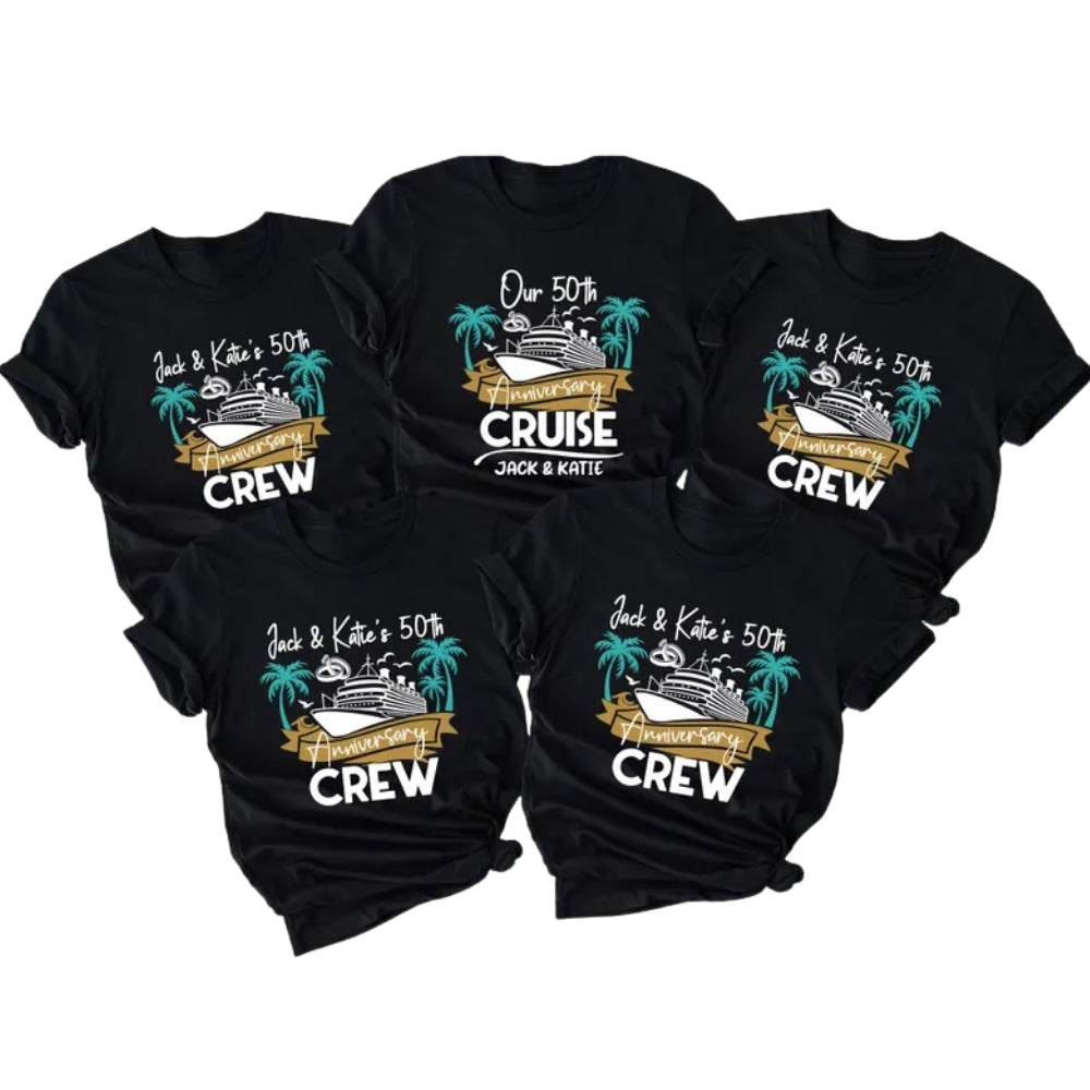 Custom Matching 50th Anniversary Family Cruise T Shirts, Custom Anniversary Matching Family Shirts ET0088