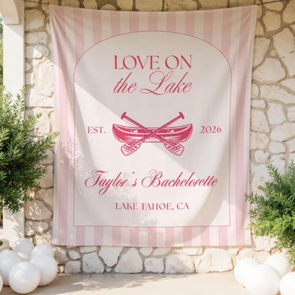 Love On The Lake Bachelorette Banner Personalized, Custom Lake Bachelorette Party Banner WD0524