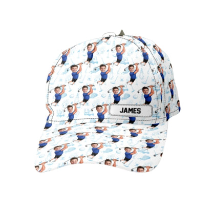 Custom Funny Face Golf Baseball Cap With Name, Custom Photo Golf Cap For Golfers CP0475